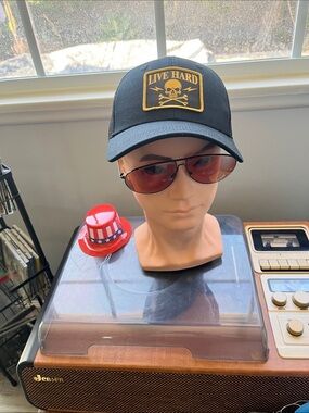 Black Trucker Cap with Skull Patch